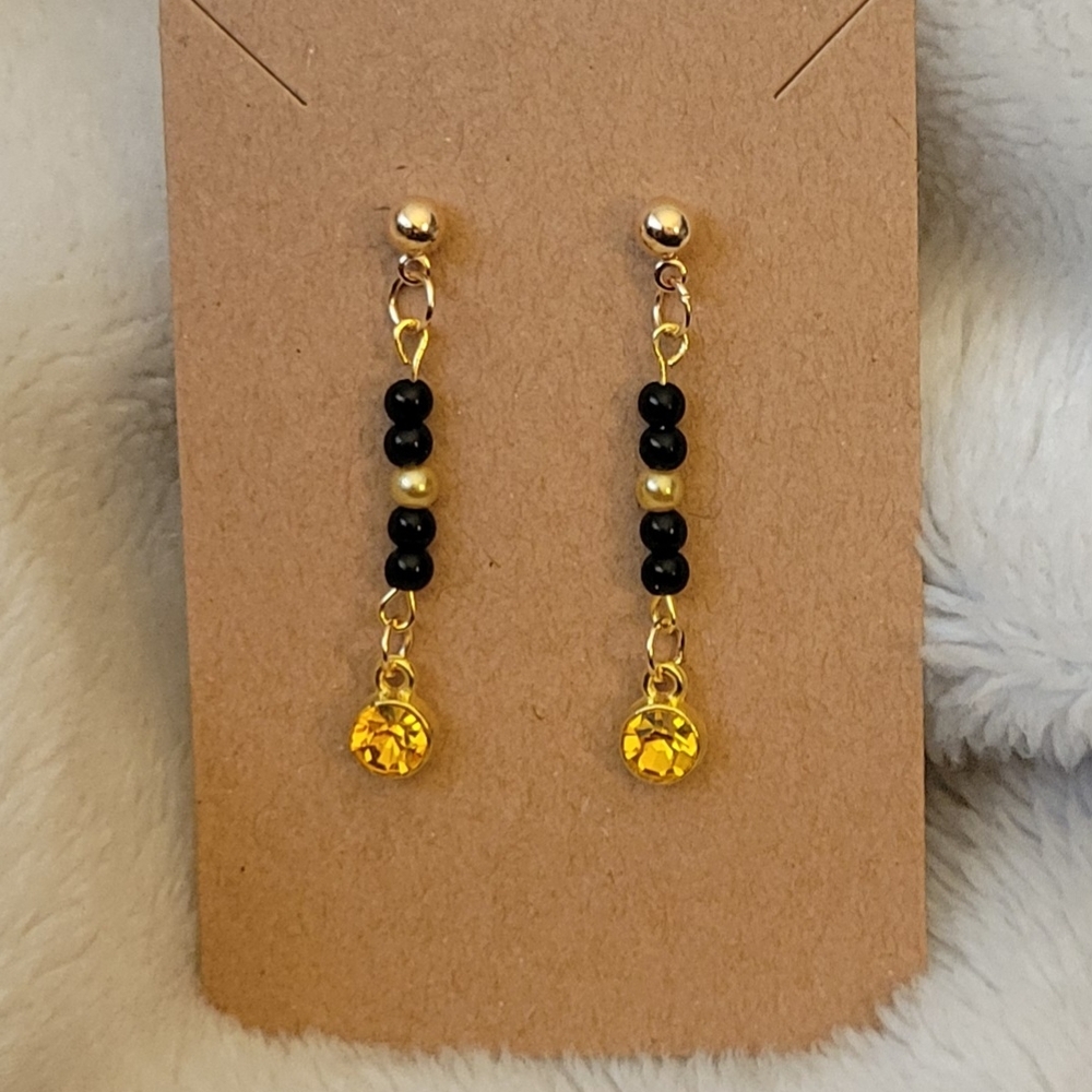 Elegant Gold and Black Dangle Earrings